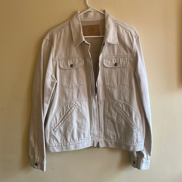 Gap White Denim Zip-Up Jacket L - Picture 1 of 3